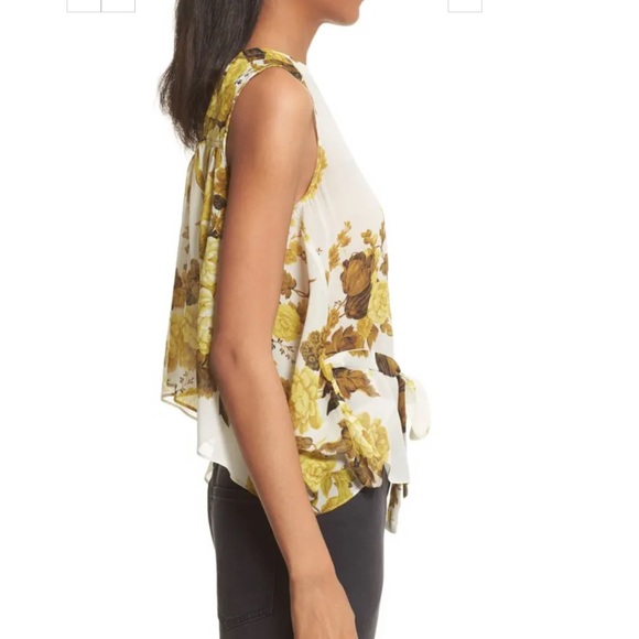 Robert Rodriguez Floral Print Drape Back Silk Top - Picture 2 of 7